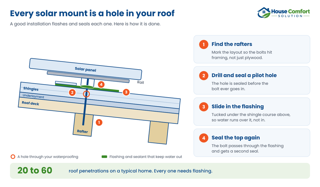 image - housecomfortsolution.com Do solar panels mean holes in your roof?