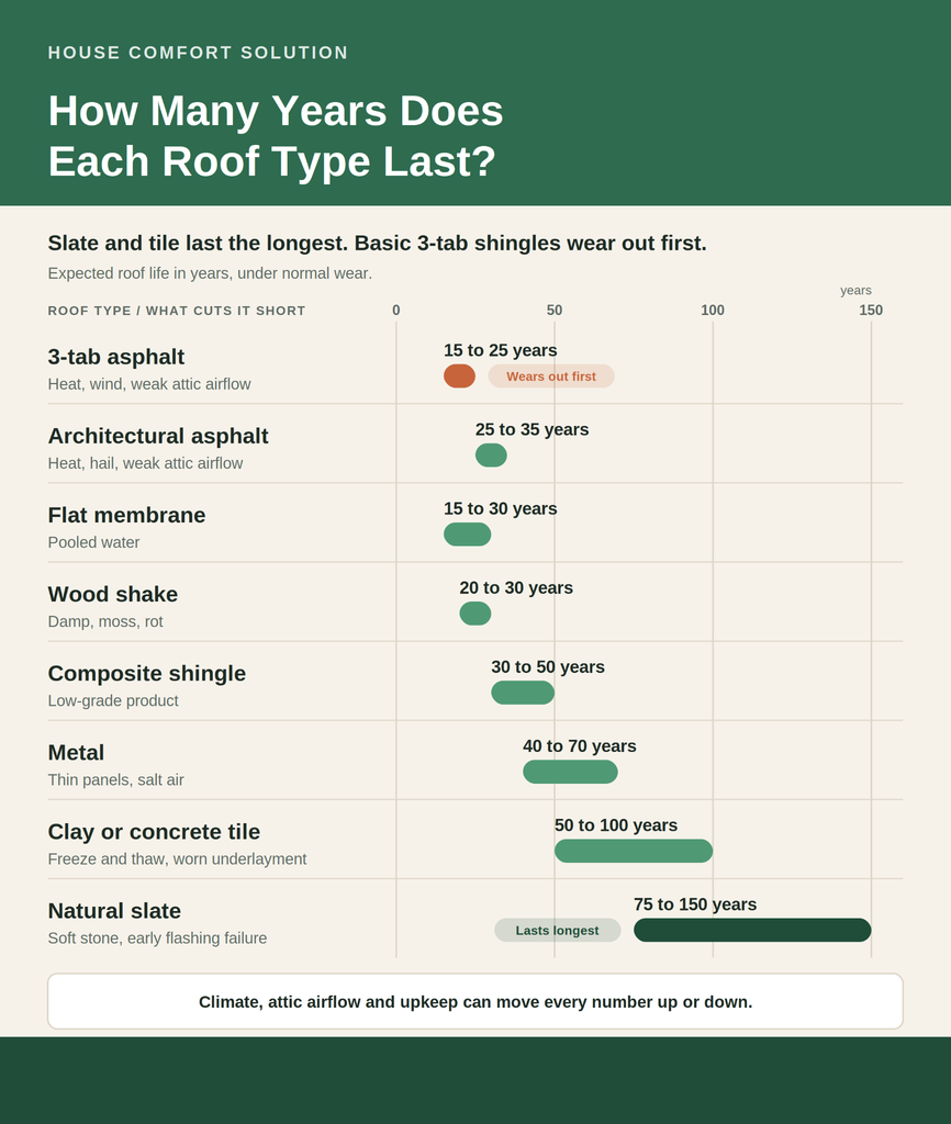 How Many Years Does Each Roof Type Last? - housecomfortsolution.com How Many Years Does Each Roof Type Last?